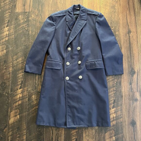 Marcie Dale Inc Other - VINTAGE MARCIE DALE AIR FORCE OVERCOAT MENS 35 XS WOOL BLUE PEWTER BUTTONS 70s